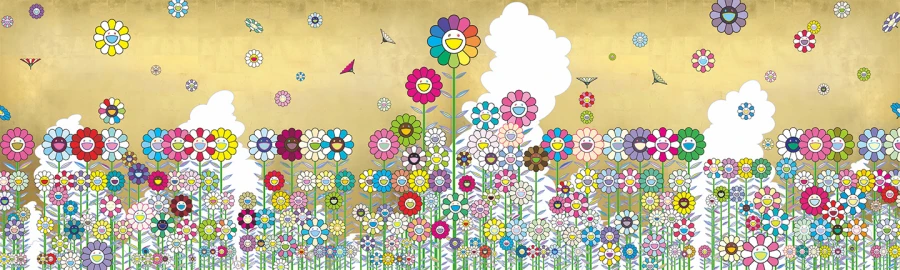 図版2: 村上隆《金色の空の夏のお花畑》2023年 デザインデータ 300×1000 cm（参考画像）